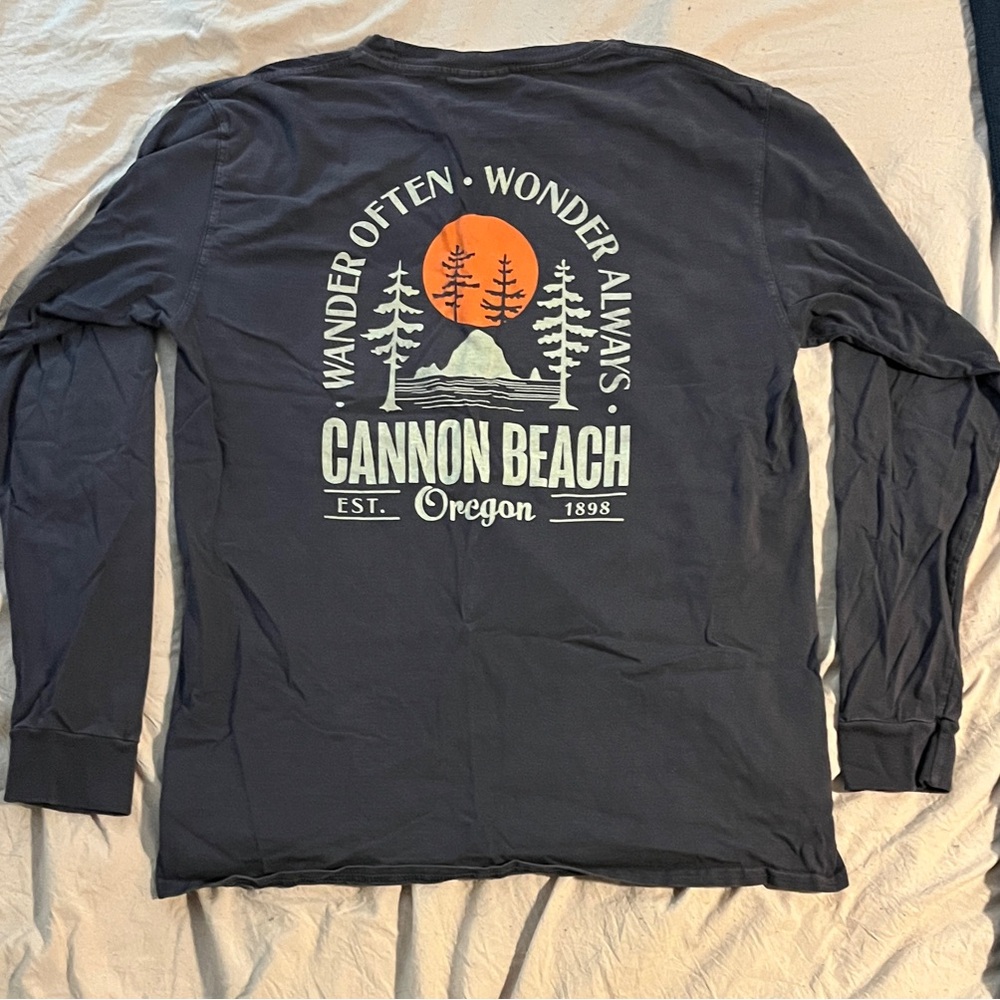Cannon Beach Oregon Grey long sleeve T-Shirt